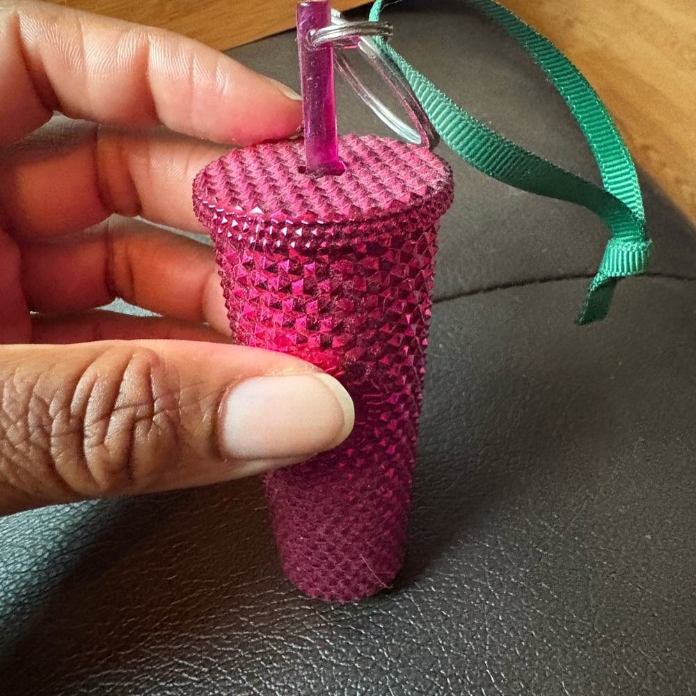 Pink Textured Keychain Cup-Starbucks keychain bnwt